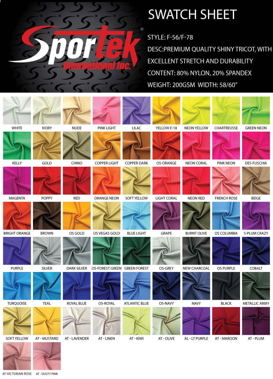 F-56/F-78 Nylon-Spandex Tricot Shiny 6 oz - Image 17