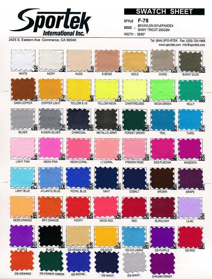 F-56/F-78 Nylon-Spandex Tricot Shiny 6 oz - Image 62