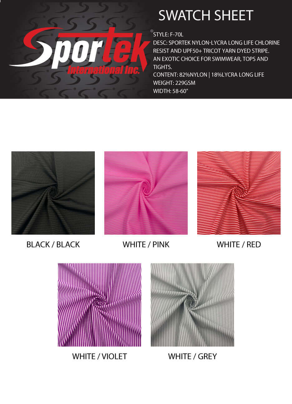 F-70L Nylon-LYCRA® Chlorine-Resist UPF50+ Tricot Stripe