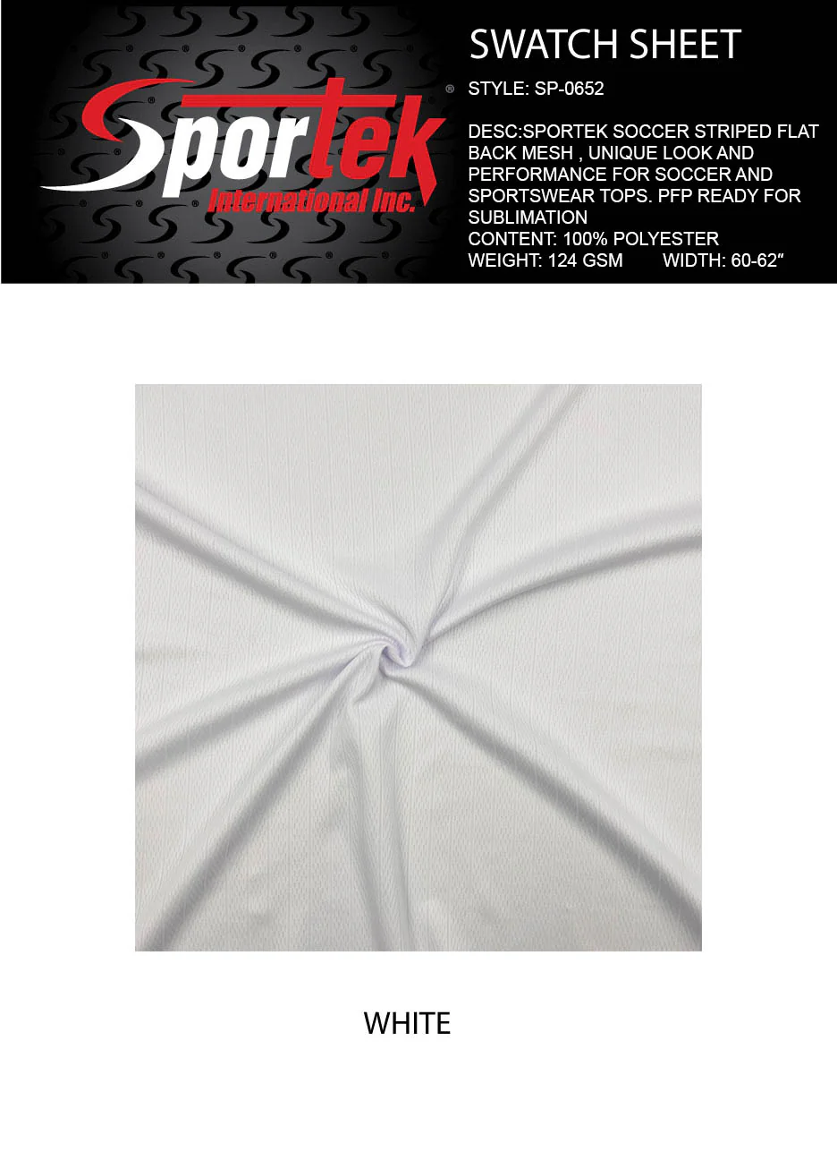 SP-0652 SPORTEK SOCCER STRIPED FLAT BACK MESH PFP READY FOR SUBLIMATION