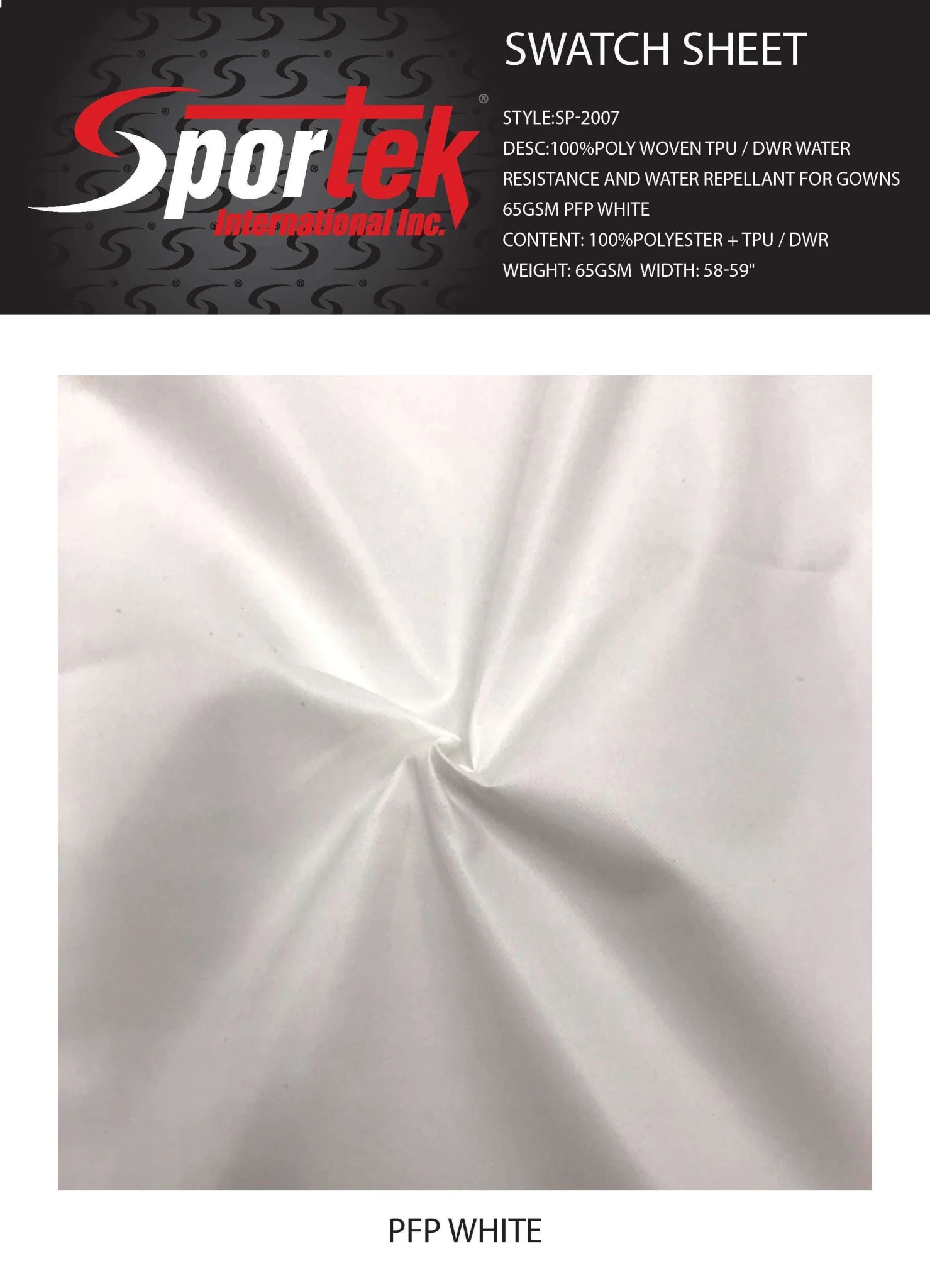 SP-2007 Woven Poly TPU with DWR Finish