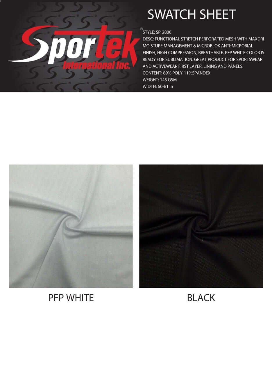 SP-2800 Functional Perforated Stretch Mesh Fabric – 66” Wide, MaxDri Moisture Management & Microblok Anti-Microbial