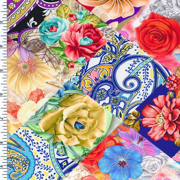 SP-NP2646 Floral Mosaic Nylon Spandex Digitally Wet Print