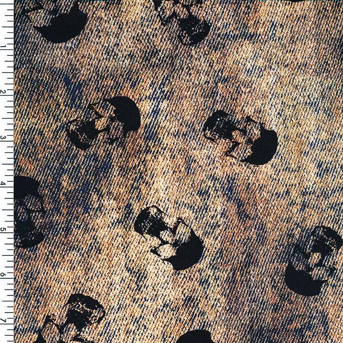 SP-NP2706 Denim Skull Nylon Spandex Digitally Wet Print