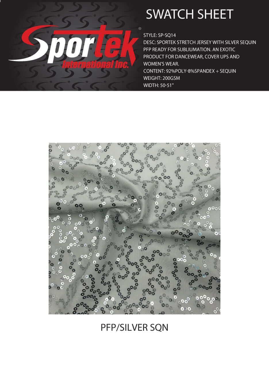 SP-SQ14 Sportek Stretch Jersey with Silver Sequin