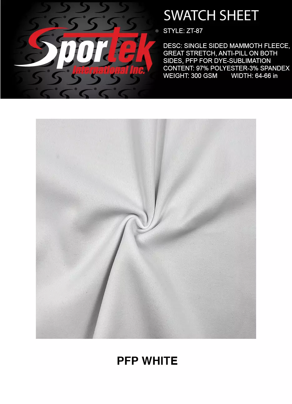ZT-87 Mammoth Fleece Poly-Spandex 300 GSM – Plush Sublimation Fleece